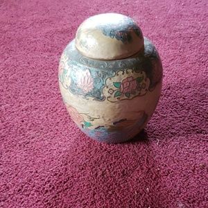 Vintage painted brass urn